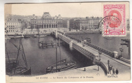 Belgique - Carte Postale De 1915 - Oblit Le Havre Spécial - Vue Bassin Du Commerce Et La Bourse - Dent 14 - Valeur 110 € - 1914-1915 Rotes Kreuz