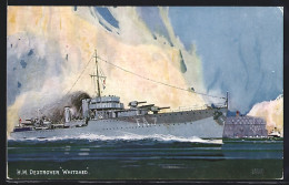 Artist's Pc Kriegsschiff H. M. Zerstörer Whitshed Vor Der Küste  - Guerra