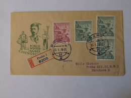 CZECHOSLOVAKIA SOKOL WINTER GAMES REGISTERED COVER 1938 - Gebruikt