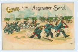 W4X28/ Gruß Vom Hagenauer Sand Militär Litho AK 1911 Soldaten - War 1914-18