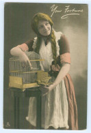 Y5192/ Tuck`s AK "Your Fortune" Frau Mit Vogelkäfig   Ca.1912  - Birds