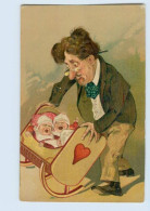 W9B40/ Vater Und Zwillinge Babys Humor Litho Prägedr. AK Ca.1910 - Humor