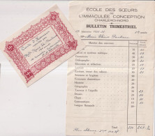 Lot Bulletin Et Carte D'honneur Charleroi  1931 - Diplome Und Schulzeugnisse