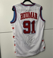 Los Angeles Lakers Dennis Rodman Hand Signed #91 NBA Basketball Custom Jersey Authenticated JSA ! - Autografos