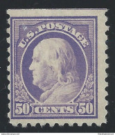 1916-17 Stati Uniti, Yvert N. 215B - 50 Cent. Violetto - MH* Certificato E.Diena - Sonstige & Ohne Zuordnung