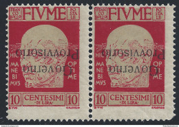 1921 Fiume, N° 176b 10 Cent. Carminio MLH/*  COPPIA SOVRASTAMPA CAPOVOLTA - Altri & Non Classificati