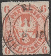 Altd.- Preußen: 1861, Mi. Nr. 15, Freimarke: 6 Pfg. Reußischer Adler Im Achteck (I).  Gestpl./used - Used