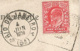 UK - 1/2 P. EDWARD VII CANCELLED 'RIO DE JANEIRO PAQUEBOT" ON PC (VIEW OF MADEIRA) POSTED ON THE HIGH SEAS - 1906 - Postmark Collection