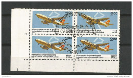 INDIA - 1976 - Inauguration  Airbus Service - Block Of 4 With 1st Day Cancellation. ( OL 07/07/2013) - Usados