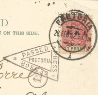 TRANSVAAL - Z.A.R REPUBLIEK - BOER WAR - FRANKED PC FROM PRETORIA TO BELGIUM - PASSED PRESS CENSOR PRETORIA - 1901 - Transvaal (1870-1909)