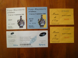 Lot De Billet Ticket D'entrée Franc Maçonnerie Planétarium Reims Musée De L'Ocre - Tickets D'entrée