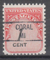 USA Precancel Vorausentwertungen Preo Locals Michigan, Coral 841 - Prematasellado
