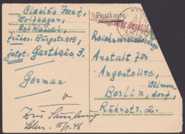 Wolfhagen: DR P301A, O, Wertzeichen Abgeschnitten, L1  "Zustellgebühr Bezahlt", 3.11.45, Bedarf - Lettres & Documents