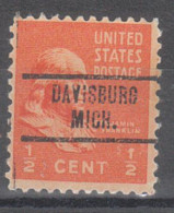 USA Precancel Vorausentwertungen Preo Locals Michigan, Davisburg 734 - Precancels