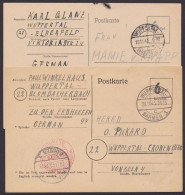Wuppertal: P671,673, O, 2 Bedarfskarten, Je Roter K2 "Wuppertal-Elberfeld-bezahlt", Versch. Postämter - Briefe U. Dokumente