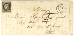 Grille / N° 3 Càd T 15 NOZAY (42) Taxe Tampon 2 Annulée Plume Sur Lettre Avec Texte Pour Paris. 1849. - SUP. - 1849-1850 Ceres