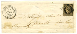 Grille / N° 3 Nuance Chamois Càd T 14 PEYREHORADE (39) Sur Lettre Pour Cambo. 1850. - TB / SUP. - 1849-1850 Cérès