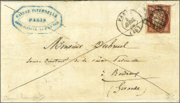 Grille / N° 6 Carmin Brun Càd PARIS (60) Sur Lettre Pour Bordeaux. 1849. - TB. - R. - 1849-1850 Ceres