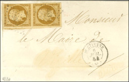 PC 3053 / N° 9 Paire, Très Belle Marge Càd T 15 ST ETIENNE (84) Sur Lettre Pour Vizille. 1854. - TB / SUP. - R. - 1852 Luigi-Napoleone