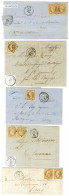 Lot De 5 Lettres Diverses Affranchies Avec N° 13 Type 2 Dont Nuances. - TB / SUP. - 1853-1860 Napoléon III.