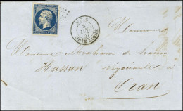 PC 3710 / N° 14 Bleu Foncé Belles Marges Càd ALGER / BOITE MOBILE Sur Lettre Pour Oran. 1857. - SUP. - R. - 1853-1860 Napoléon III.