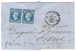 Rouleau De Pointillés / N° 14 Paire Càd Diabolo * PARIS * Sur Lettre 2 Ports Pour Cosne. 1862. - TB / SUP. - 1853-1860 Napoléon III