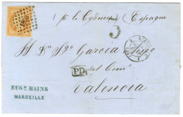 PC 1896 / N° 16 Càd T 15 3 MARSEILLE 3 (12) Sur Lettre Pour Valence. Au Recto, Taxe Tampon 3. Au Verso, Marque ESTRANGER - 1853-1860 Napoléon III