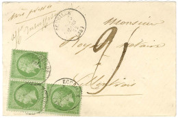Càd T 16 ECUEILLE (35) / N° 20 (3 En équerre) Sur Lettre Territoriale Insuffisamment Affranchie Pour Valençay Taxée 25 M - 1862 Napoléon III.