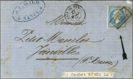 Griffe Encadrée APRÈS / LE / DÉPART / N° 22, à Côté Càd T 15 GARE DE NANCY 52 Sur Lettre Pour Joinville (Haute-Marne). 1 - 1862 Napoleon III