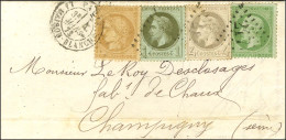 GC 2170 / N° 20 + 25 + 27 + 59 Càd PARIS / LA MAISON BLANCHE Sur Lettre Pour Champigny. 1872. Bel Affranchissement Quadr - 1863-1870 Napoléon III Con Laureles