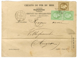 Losange BC 2e / N° 20 Paire Nuance Bleutée + 30 Càd BORDEAUX A CETTE 2e 8 MARS 72 Sur Lettre 2 Ports Pour Villefranche.  - 1863-1870 Napoléon III. Laure