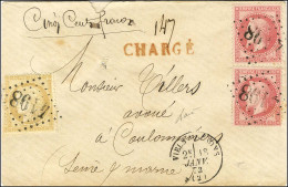 GC 4198 / N° 32 (2) + N° 59 (def) Càd T 16 VIELS-MAISON (2) Sur Lettre Chargée Pour Coulommiers. 1873. - TB. - R. - 1863-1870 Napoléon III Con Laureles