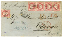 Etoile 4 / N° 32 (5) Càd PARIS / R. D'ENGHIEN Sur Lettre Pour Valparaiso. Au Recto, Càd De Passage LONDRES Et PANAMA Et  - 1863-1870 Napoléon III Lauré