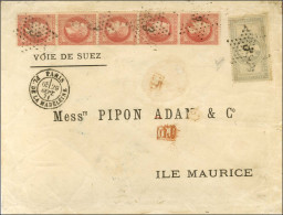 Etoile 3 / N° 32 Bande De 5 + N° 33 (réparé) Càd PARIS / PL. DE LA MADELEINE 29 SEPT. 71 Sur Lettre 9 Ports Au Tarif Du  - 1863-1870 Napoléon III Con Laureles