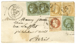 GC 574 / N° 25 + 26 + 28 (2 Dont 1 Ex Marge Inf Massicotée) + 39 (2, Def) Càd T 17 BOURGES (17) Sur Lettre Pour Paris. 1 - 1870 Bordeaux Printing