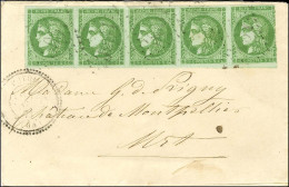 GC 3051 / N° 42 Bande De 5 (1 Ex Def) Càd T 24 PUYOO (64) Sur Lettre Pour Urt. 1871. - TB / SUP. - R. - 1870 Bordeaux Printing