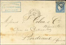 GC 359 / N° 44 Belles Marges Càd T 17 GARE DE BAYONNE (64) Sur Lettre Pour Bordeaux. 1870. - TB. - R. - 1870 Bordeaux Printing