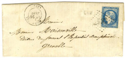 GC 2532 / N° 44 Bleu Foncé Càd T 17 MORESTREL (37) Sur Lettre Pour Grenoble. 1871. - TB. - R. - 1870 Ausgabe Bordeaux