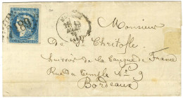 GC 2189 / N° 44 Bleu Foncé Très Belles Marges Càd T 16 MANSLE (15) Sur Lettre Pour Bordeaux. 1871. - TB. - R. - 1870 Bordeaux Printing