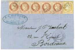 GC 4261 / N° 51 Bande De 5 + 59 Càd T 17 VILLENEUVE-S-LOT (45) Sur Lettre Pour Bordeaux. 1873. - TB / SUP. - R. - 1871-1875 Cérès