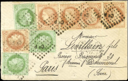 Losange ChP / N° 51 (5) + 53 (3) Càd T 17 GARE DE CAEN (13) Sur Lettre Pour Paris. 1874. - TB / SUP. - R. - 1871-1875 Cérès