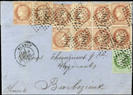 GC 386 / N° 51 (10 Dont 1 Ex Légère Froissure) + 53 Càd T 17 ELBEUF (74) Sur Lettre Pour Barbezieux. 1873. - TB / SUP. - - 1871-1875 Ceres
