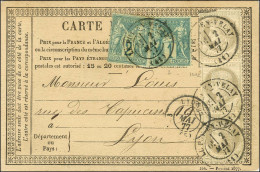 Càd T 17 LE PUY-EN-VELAY / N° 52 (bande De 3) + N° 61 + N° 74 Sur Carte Précurseur Pour Lyon. 1877. Très Bel Affranchiss - 1871-1875 Cérès