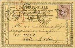 Etoile 13 / N° 54 (leg Def) Càd PARIS / R DE LA TACHERIE Sur Carte Ayant Un échantillon Carton Au Dos Taxée 25 DT Pour M - 1871-1875 Cérès