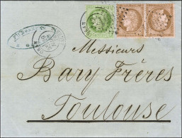 GC 5051 / N° 53 + 58 Paire Tête-bêche Càd ORAN / ALGERIE Sur Lettre Pour Toulouse. 1874. Bel Affranchissement Composé Av - 1871-1875 Cérès