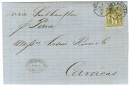 Càd PARIS A CALAIS 2e / N° 72 Sur Lettre Avec Texte Daté De Paris Pour Caracas. 1877. - SUP. - 1876-1878 Sage (Type I)