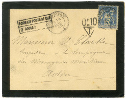 Càd SALINS D'HYERES (78) / N° 90 Sur Lettre Insuffisamment Affranchie Pour Aden. Au Recto, Griffe Encadrée FOREIGN POSTA - 1876-1878 Sage (Type I)