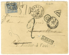 Càd GRASSE / ALPES MARITmes / N° 90 Sur Lettre Insuffisamment Affranchie Pour Bruxelles. Au Recto, Taxe Tampon 2, Griffe - 1876-1878 Sage (Tipo I)