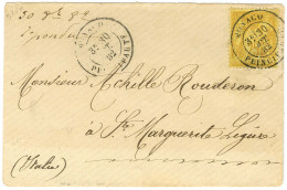 Càd MONACO / PRINCIPAUTE / N° 92 Sur Lettre Pour L'Italie. 1882. - TB / SUP. - R. - 1876-1878 Sage (Type I)