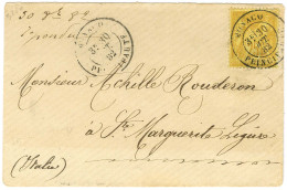 Càd MONACO / PRINCIPAUTE / N° 92 Sur Lettre Pour L'Italie. 1882. - TB / SUP. - R. - 1876-1878 Sage (Tipo I)